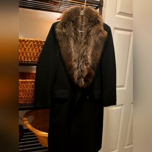 Wool Coat with Mink Colllar